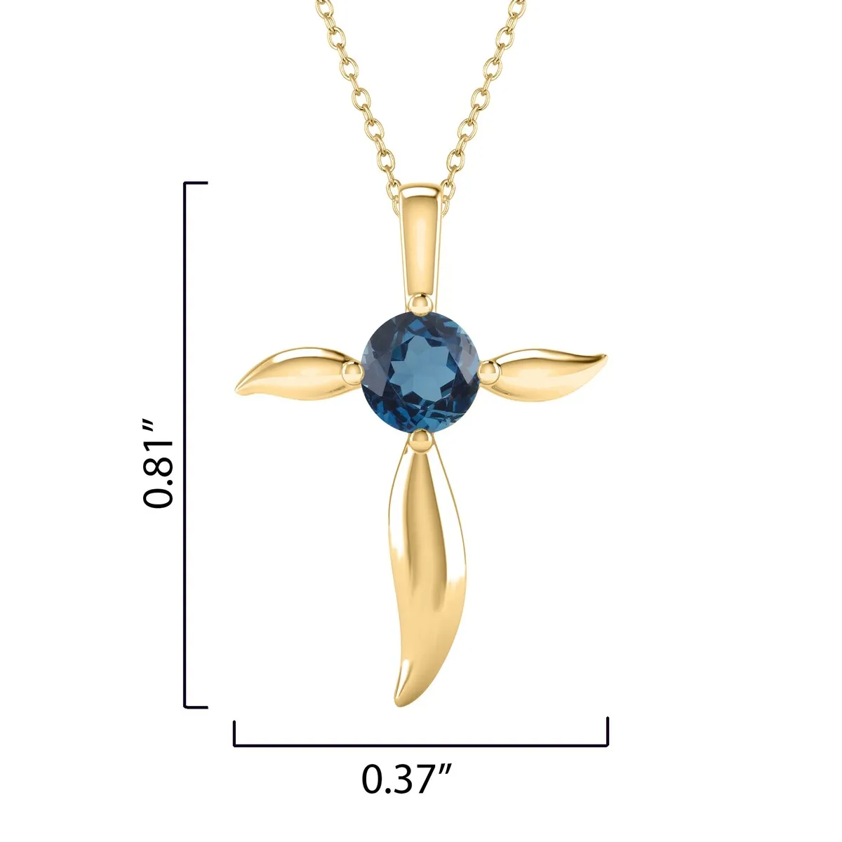 18K Gold Over Sterling Silver Natural London Blue Topaz Cross Pendant sold by Zulily product image thumbnail 3