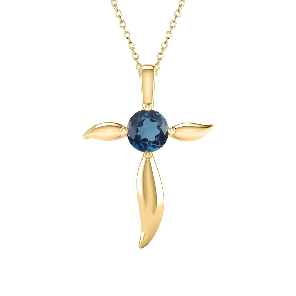 18K Gold Over Sterling Silver Natural London Blue Topaz Cross Pendant sold by Zulily