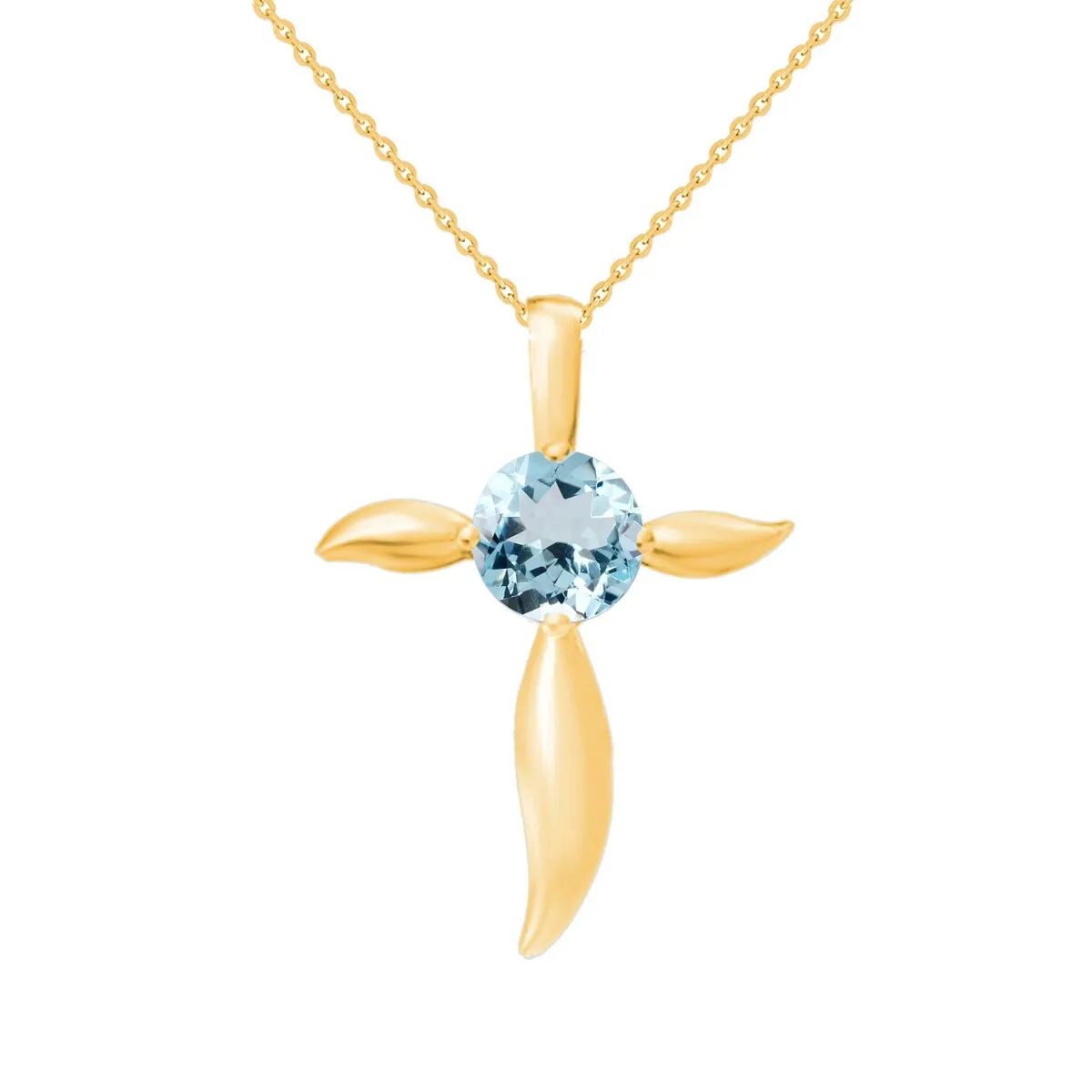 18K Gold Over Sterling Silver Natural Aquamarine Cross Pendant sold by Zulily