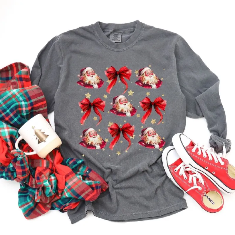 Coquette Santa and Bow Chart Garment Dyed Long Sleeve sold by Zulily