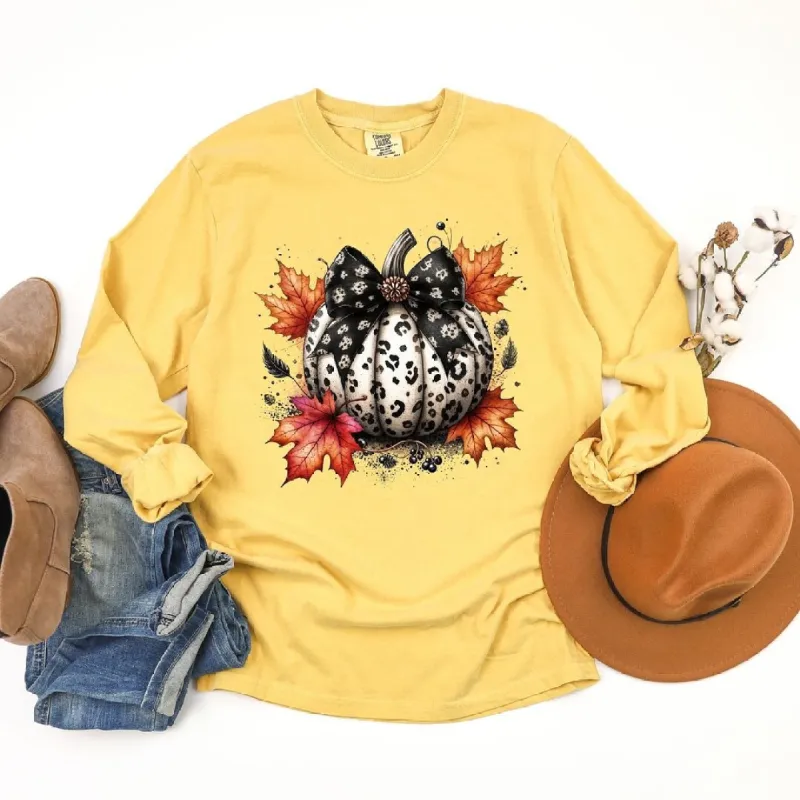 Coquette Animal Print Pumpkin Garment Dyed Long Sleeve sold by Zulily