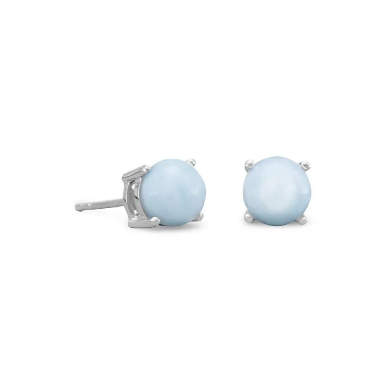Curata 925 Sterling Silver Rhodium Plated 5.5mm Larimar Stud Earrings sold by Zulily
