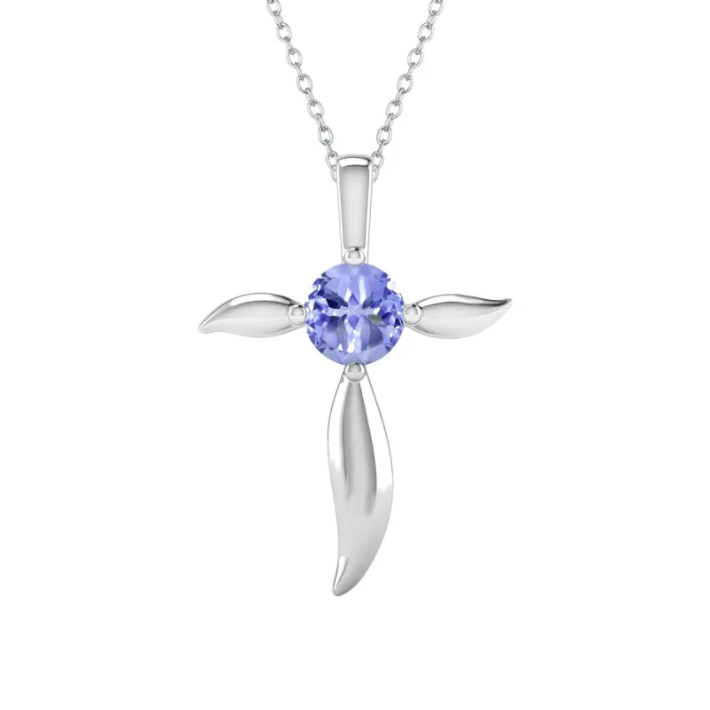 Sterling Silver Natural Tanzanite Cross Pendant sold by Zulily