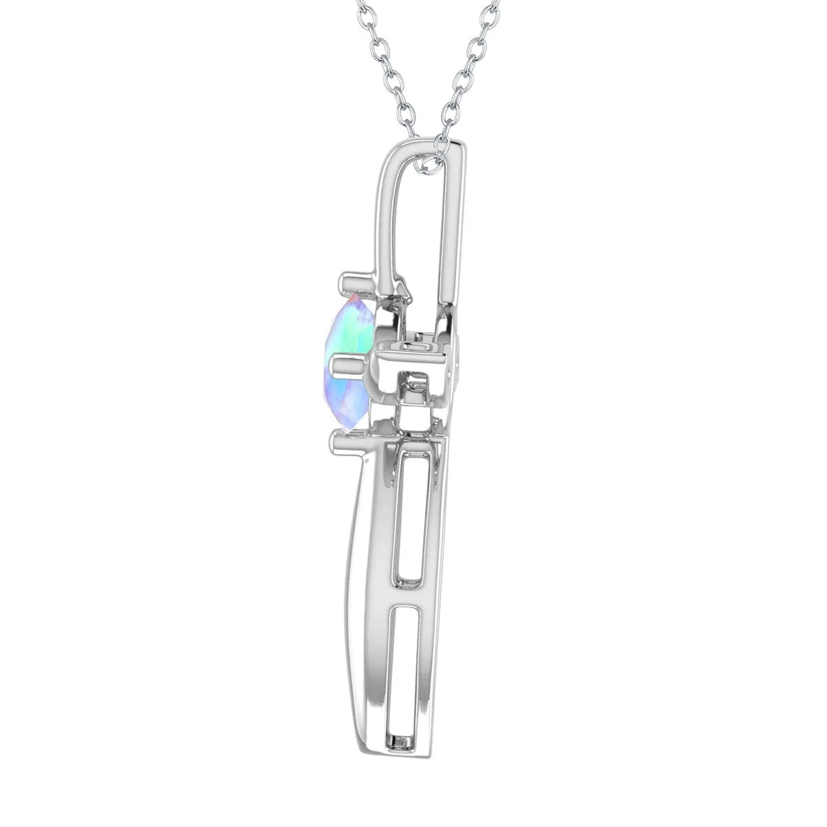 Sterling Silver Natural Rainbow Moonstone Cross Pendant sold by Zulily product image thumbnail 2