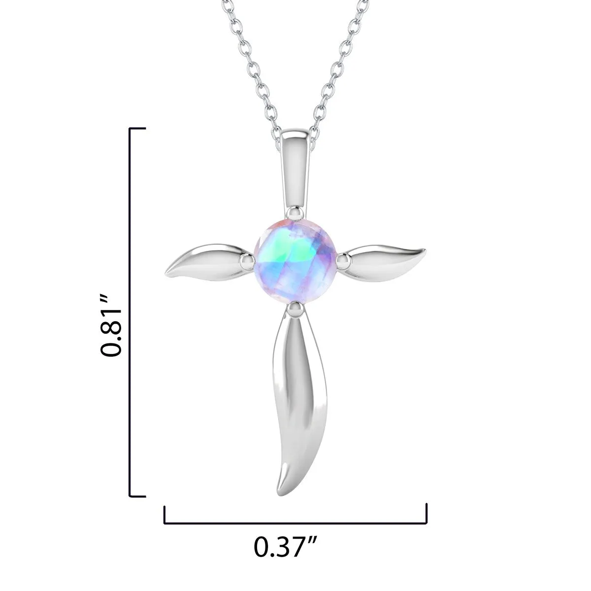 Sterling Silver Natural Rainbow Moonstone Cross Pendant sold by Zulily product image thumbnail 3