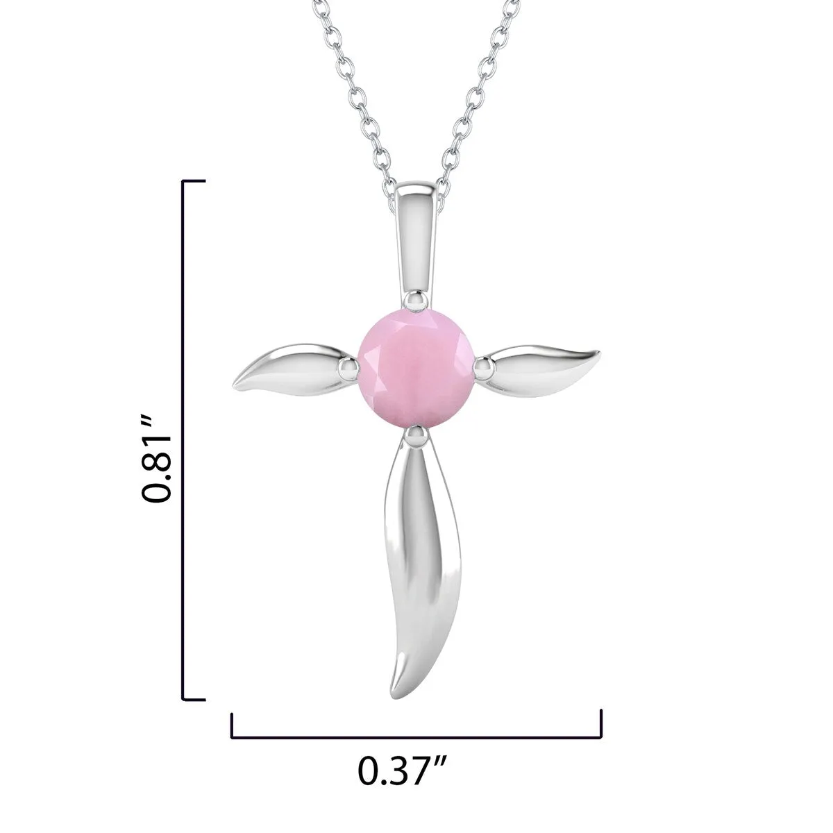 Sterling Silver Natural Pink Opal Cross Pendant sold by Zulily product image thumbnail 3