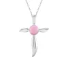 Sterling Silver Natural Pink Opal Cross Pendant sold by Zulily