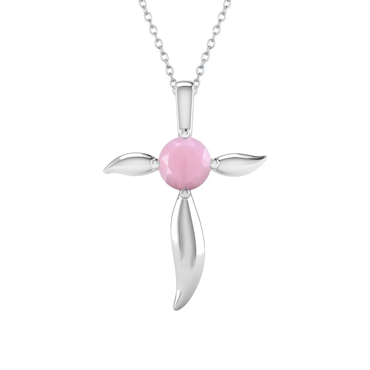 Sterling Silver Natural Pink Opal Cross Pendant sold by Zulily