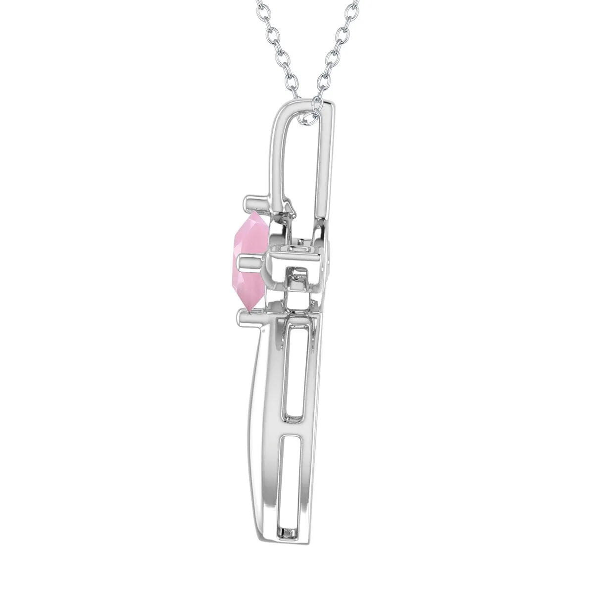 Sterling Silver Natural Pink Opal Cross Pendant sold by Zulily product image thumbnail 2