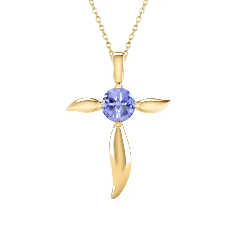 18K Gold Over Sterling Silver Natural Tanzanite Cross Pendant sold by Zulily
