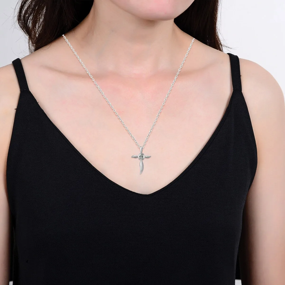 Sterling Silver Natural White Topaz Cross Pendant sold by Zulily product image thumbnail 5