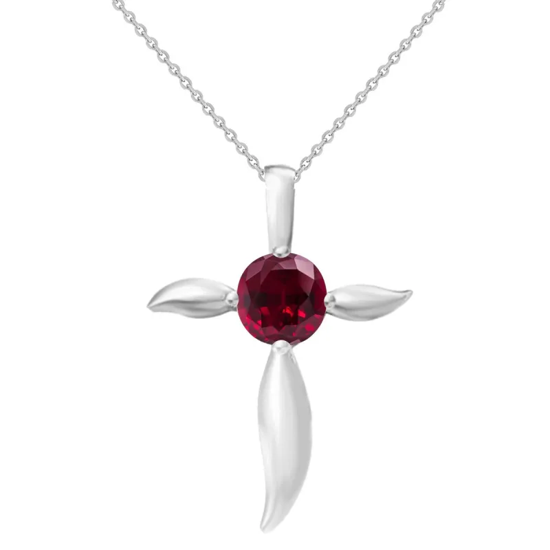Sterling Silver Ruby Cross Pendant made by Zulily