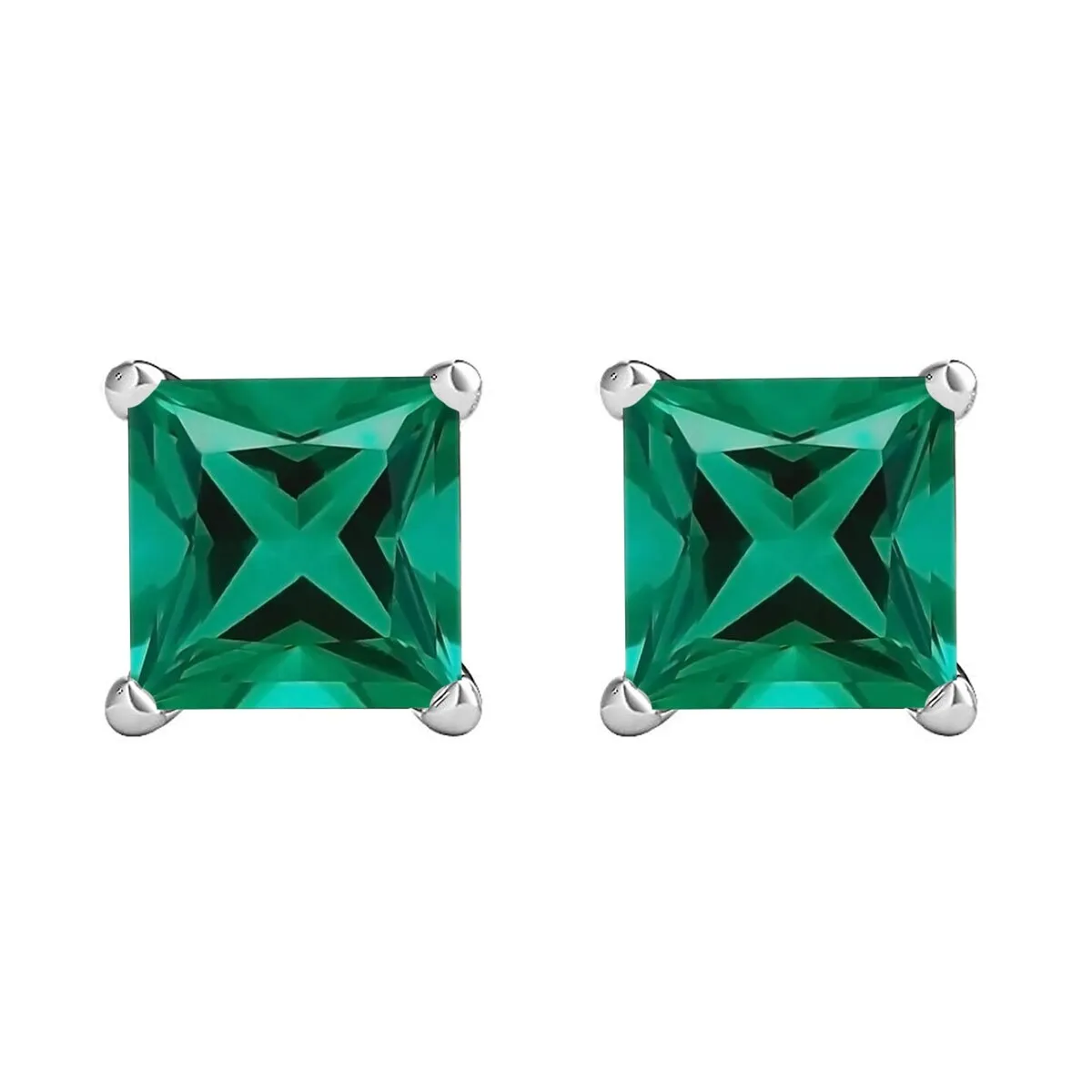 Sterling Silver 1.80Cttw Emerald Women Stud Earrings sold by Zulily product image thumbnail 2