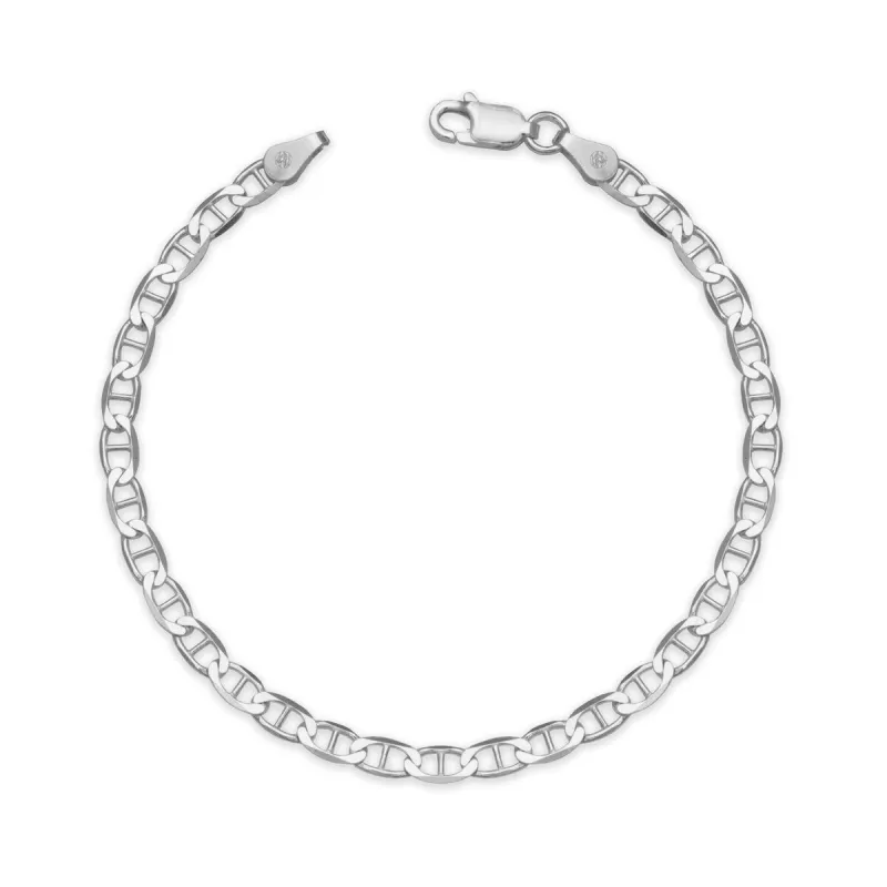 Curata 925 Sterling Silver Italian Women's 3mm Mariner Chain Bracelet - White sold by Zulily