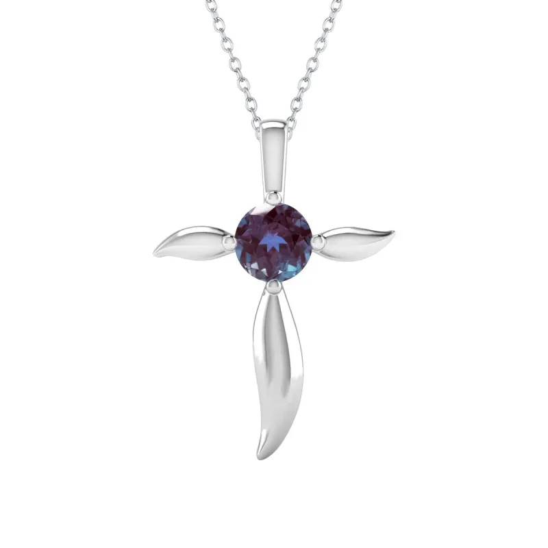 Sterling Silver Color Changing Alexandrite Cross Pendant sold by Zulily