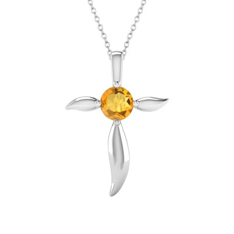 Sterling Silver Natural Citrine Cross Pendant sold by Zulily