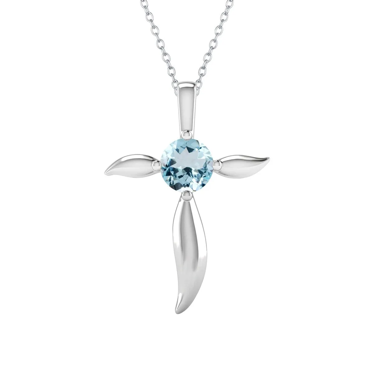 Sterling Silver Natural Aquamarine Cross Pendant sold by Zulily product image thumbnail 2
