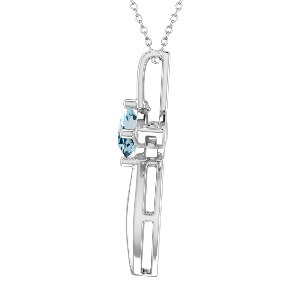 Sterling Silver Natural Aquamarine Cross Pendant sold by Zulily product image thumbnail 3