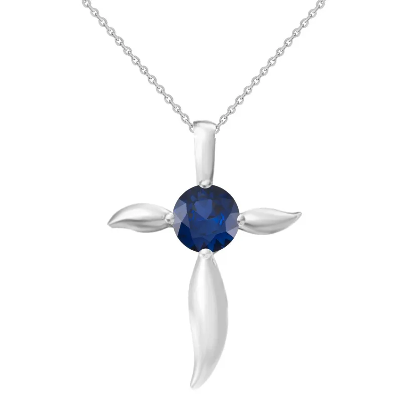 Sterling Silver Blue Sapphire Cross Pendant sold by Zulily