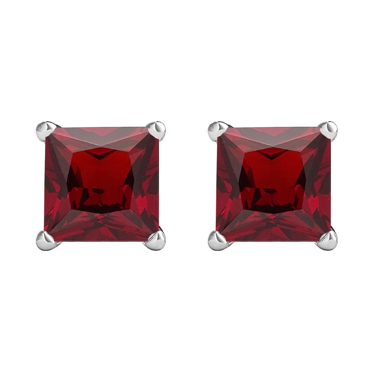 2.65CT Natural Garnet Square Cut Stud Earrings in Sterling Silver sold by Zulily
