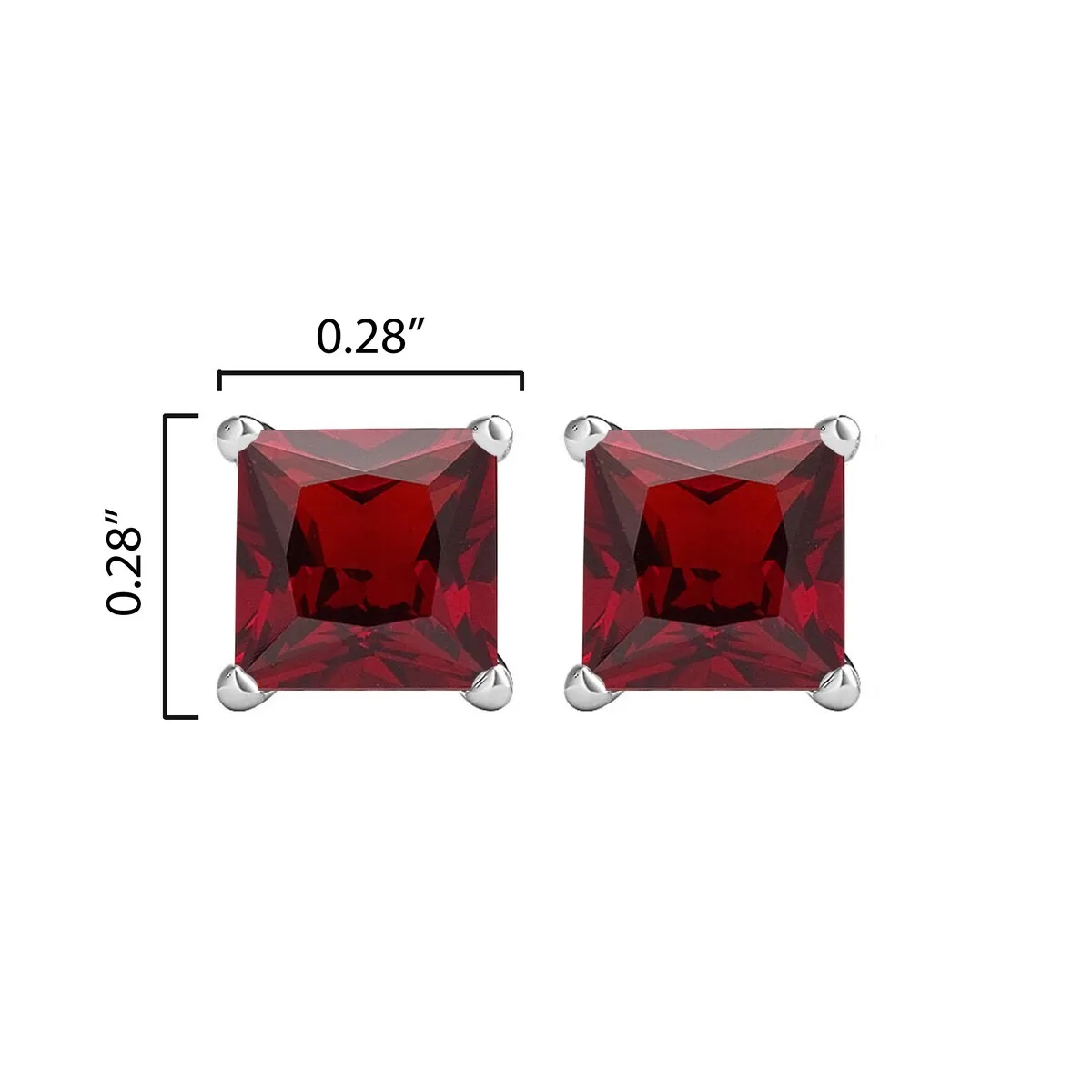 2.65CT Natural Garnet Square Cut Stud Earrings in Sterling Silver sold by Zulily product image thumbnail 3