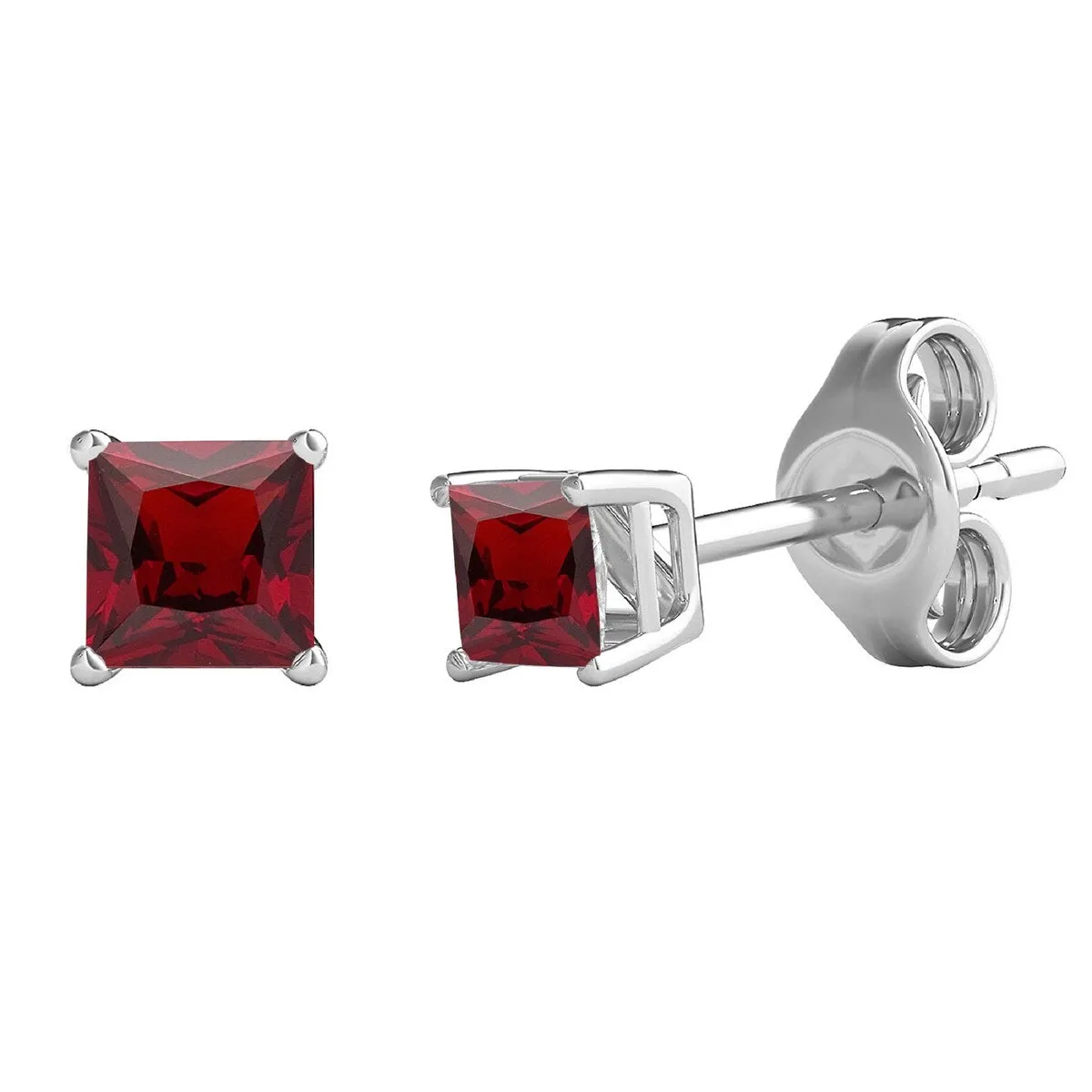 2.65CT Natural Garnet Square Cut Stud Earrings in Sterling Silver sold by Zulily product image thumbnail 2