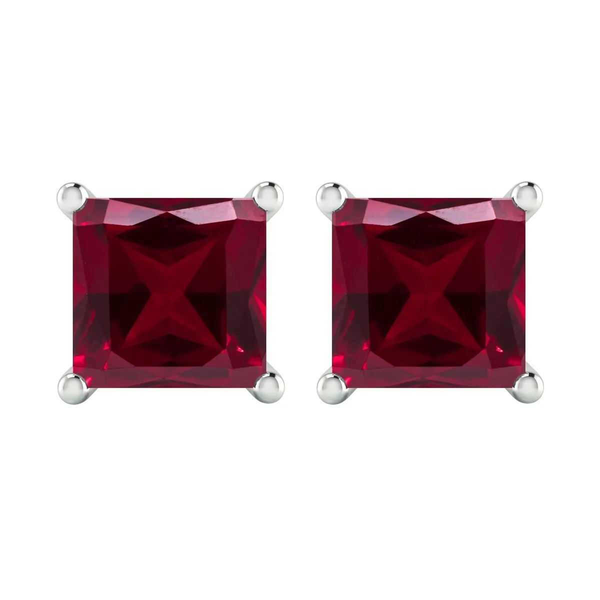 Sterling Silver 3.00ct Ruby Square Stud Earrings sold by Zulily product image thumbnail 2