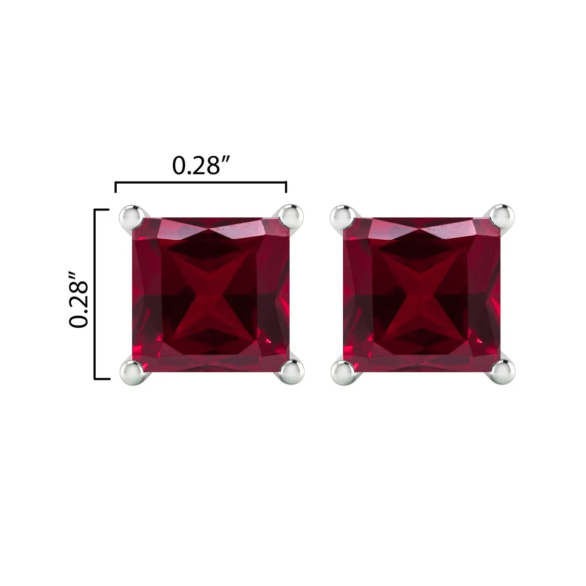 Sterling Silver 3.00ct Ruby Square Stud Earrings sold by Zulily product image thumbnail 3