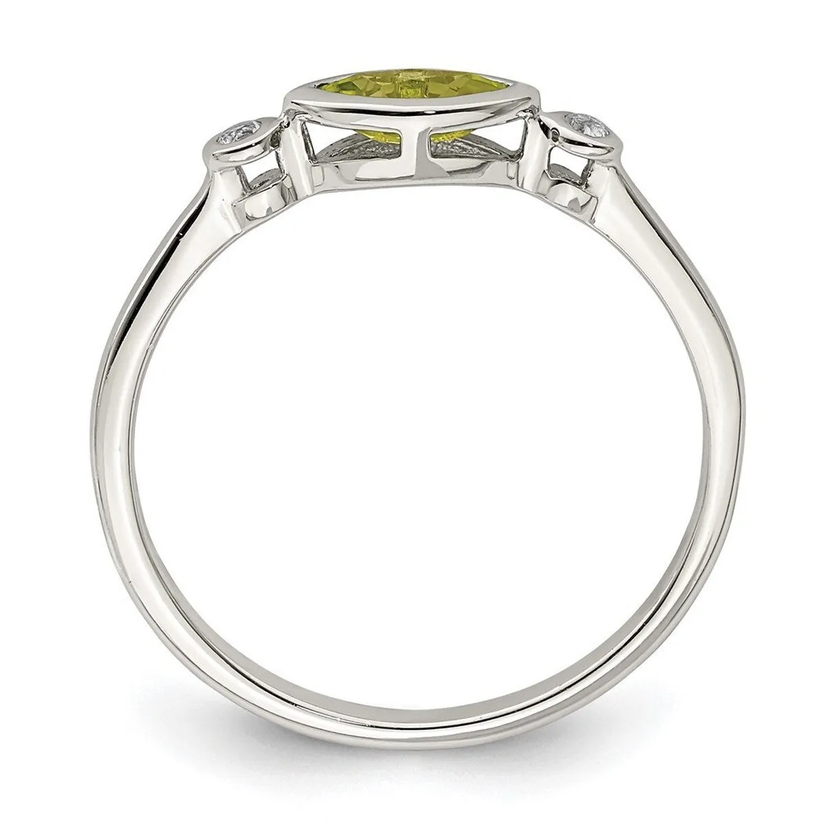 Curata 925 Sterling Silver Sideways Marquise Peridot and White Topaz Ring sold by Zulily product image thumbnail 3