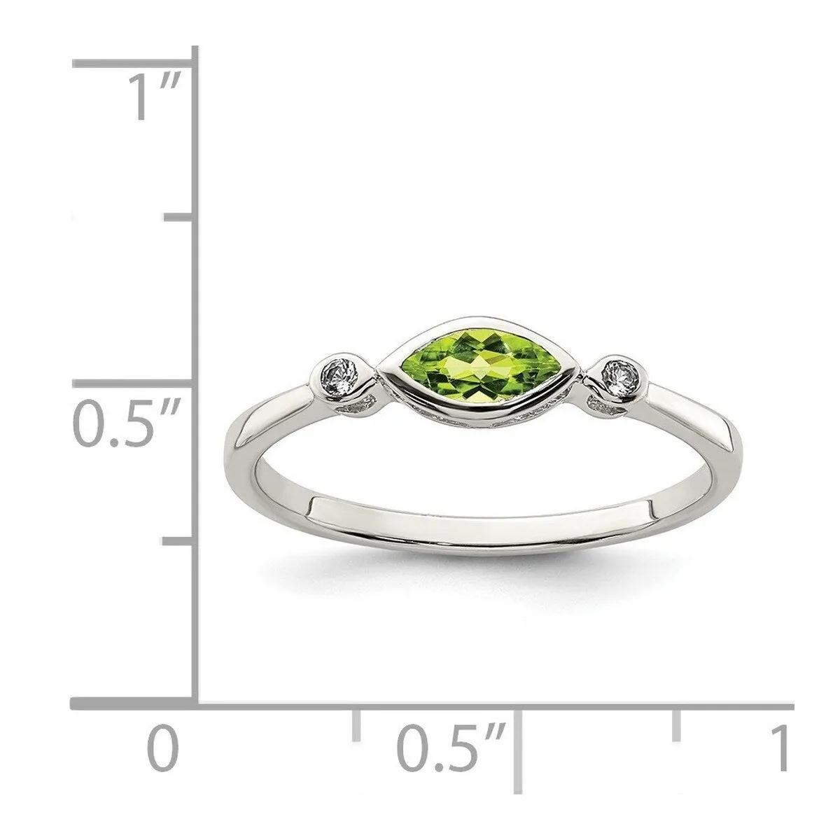 Curata 925 Sterling Silver Sideways Marquise Peridot and White Topaz Ring sold by Zulily product image thumbnail 2