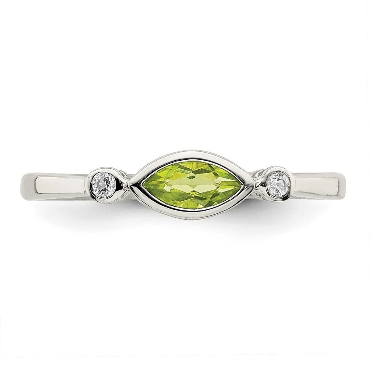 Curata 925 Sterling Silver Sideways Marquise Peridot and White Topaz Ring sold by Zulily product image thumbnail 5