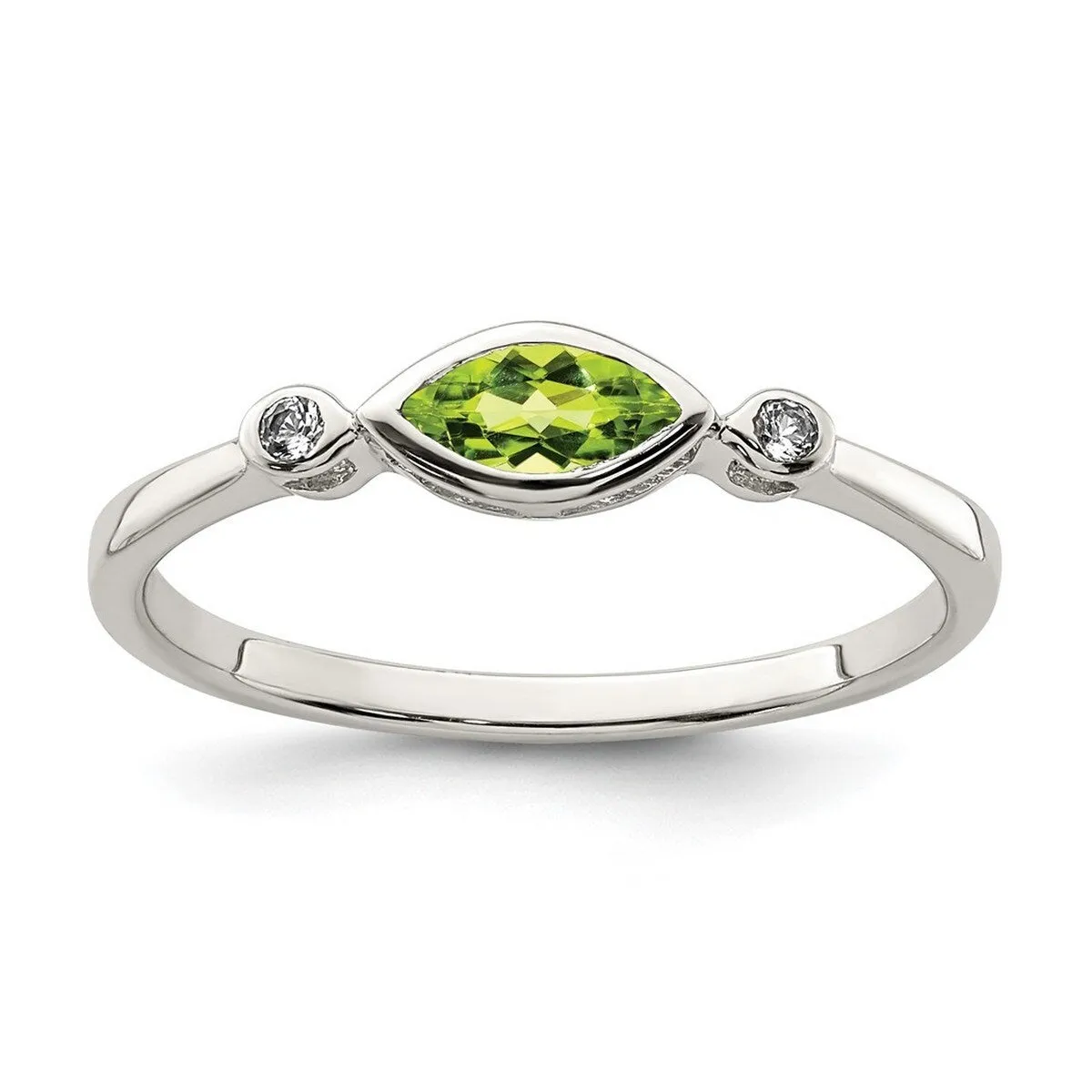 Curata 925 Sterling Silver Sideways Marquise Peridot and White Topaz Ring sold by Zulily