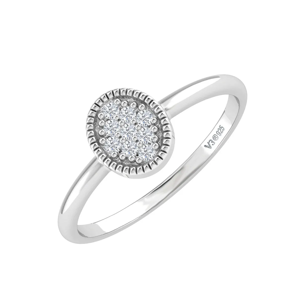Sterling Silver Natural White Diamond Oval Ring sold by Zulily