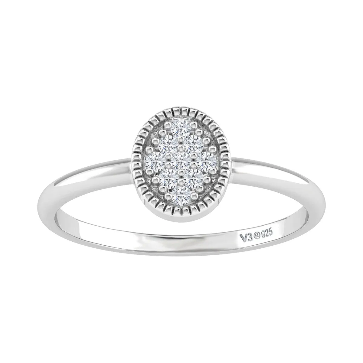 Sterling Silver Natural White Diamond Oval Ring sold by Zulily product image thumbnail 2