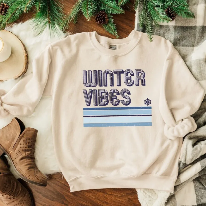 Winter Vibes Stripes Graphic Sweatshirt sold by Zulily