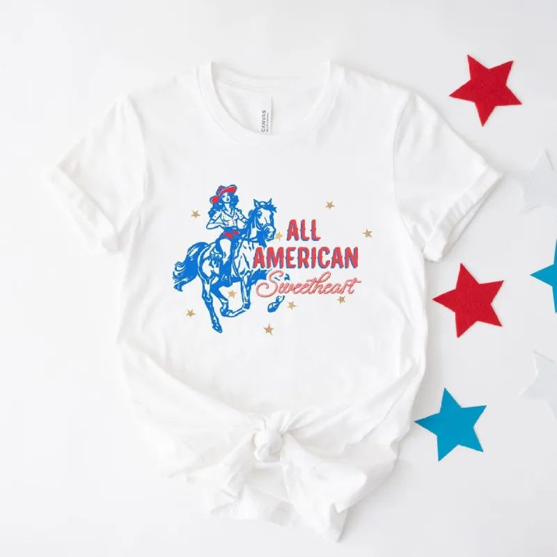 Western All American Sweetheart Sleeve Crewnneck Tee sold by Zulily
