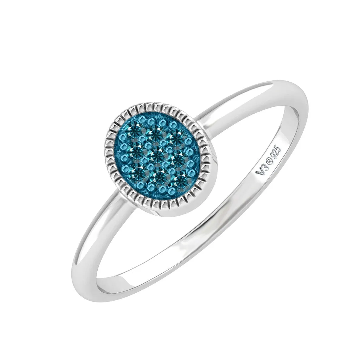 Sterling Silver Natural Blue Diamond Oval Ring sold by Zulily product image thumbnail 2