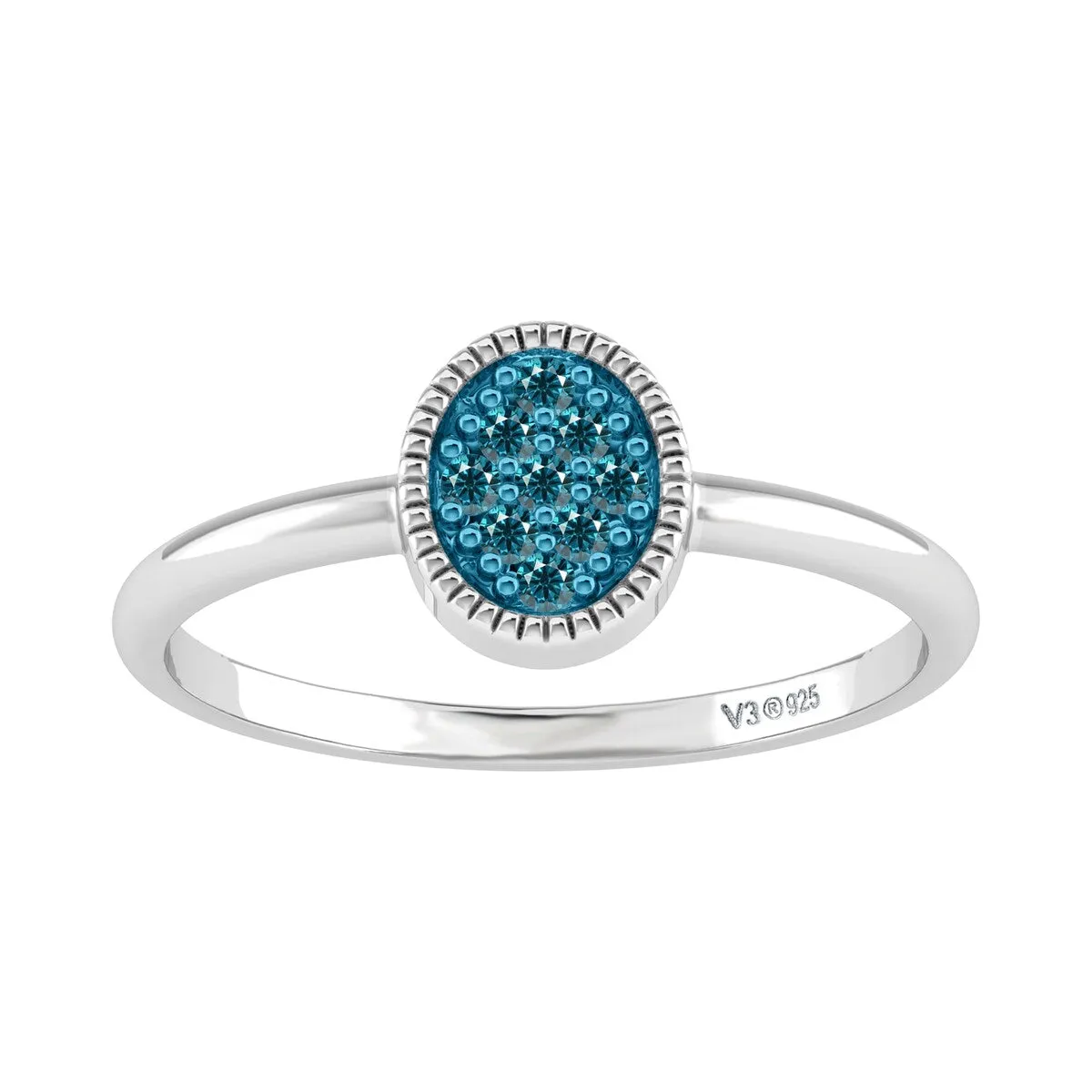 Sterling Silver Natural Blue Diamond Oval Ring sold by Zulily
