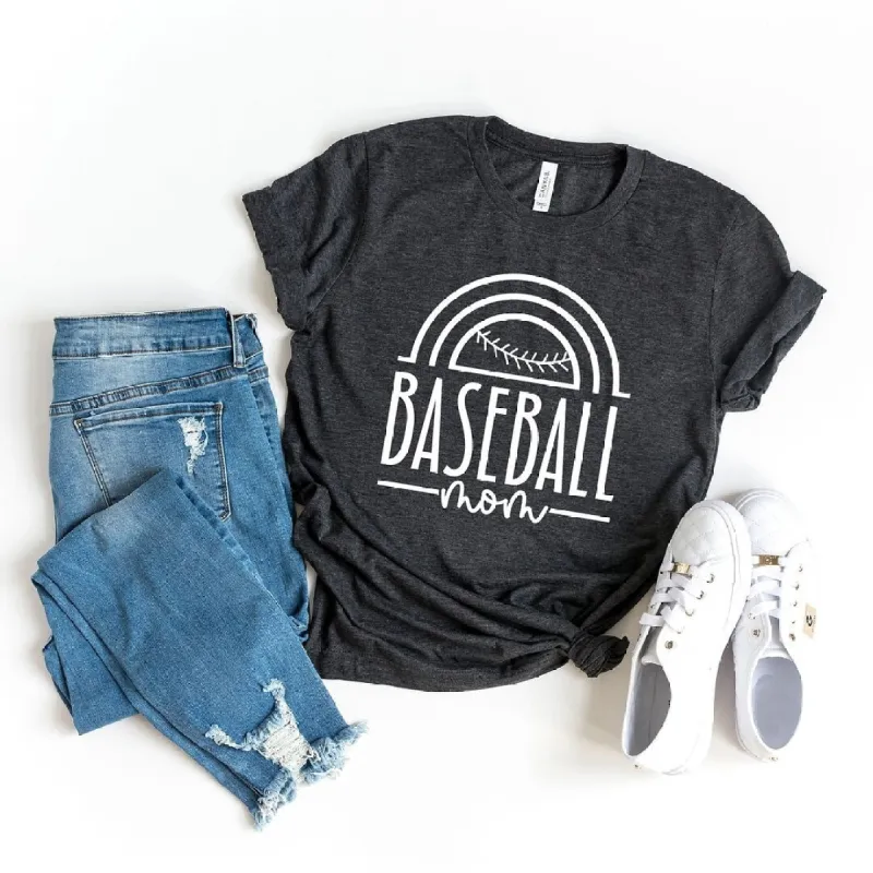 Baseball Mom Arch Short Sleeve Crewnneck Tee made by Zulily