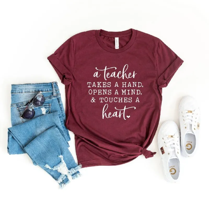 A Teacher Touches A Heart Short Sleeve Crewnneck Tee sold by Zulily