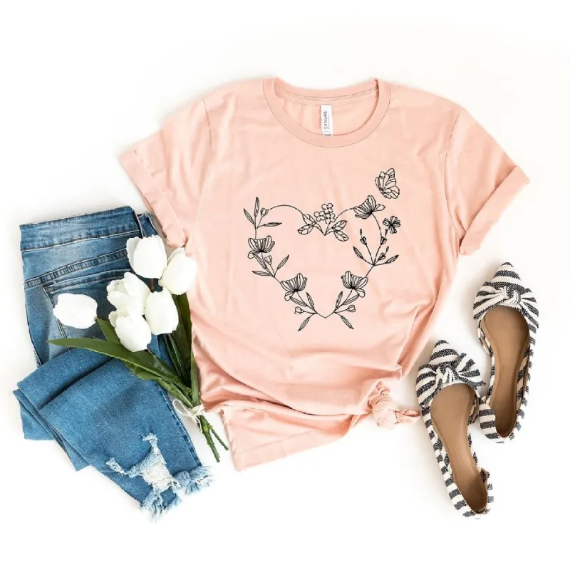 Butterfly and Floral Heart Short Sleeve Tee sold by Zulily