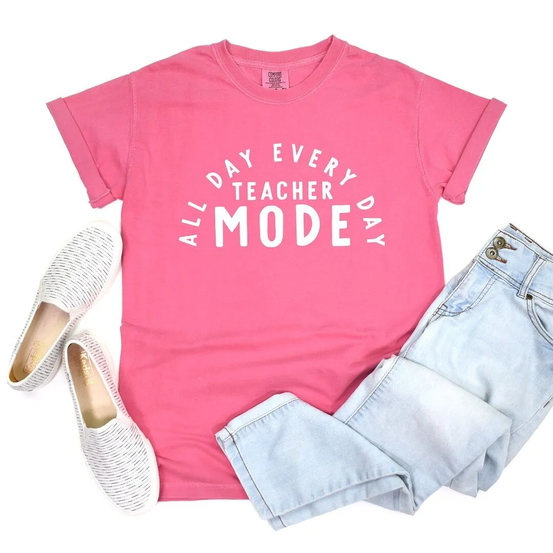 Teacher Mode All Day Garment Dyed Tee sold by Zulily