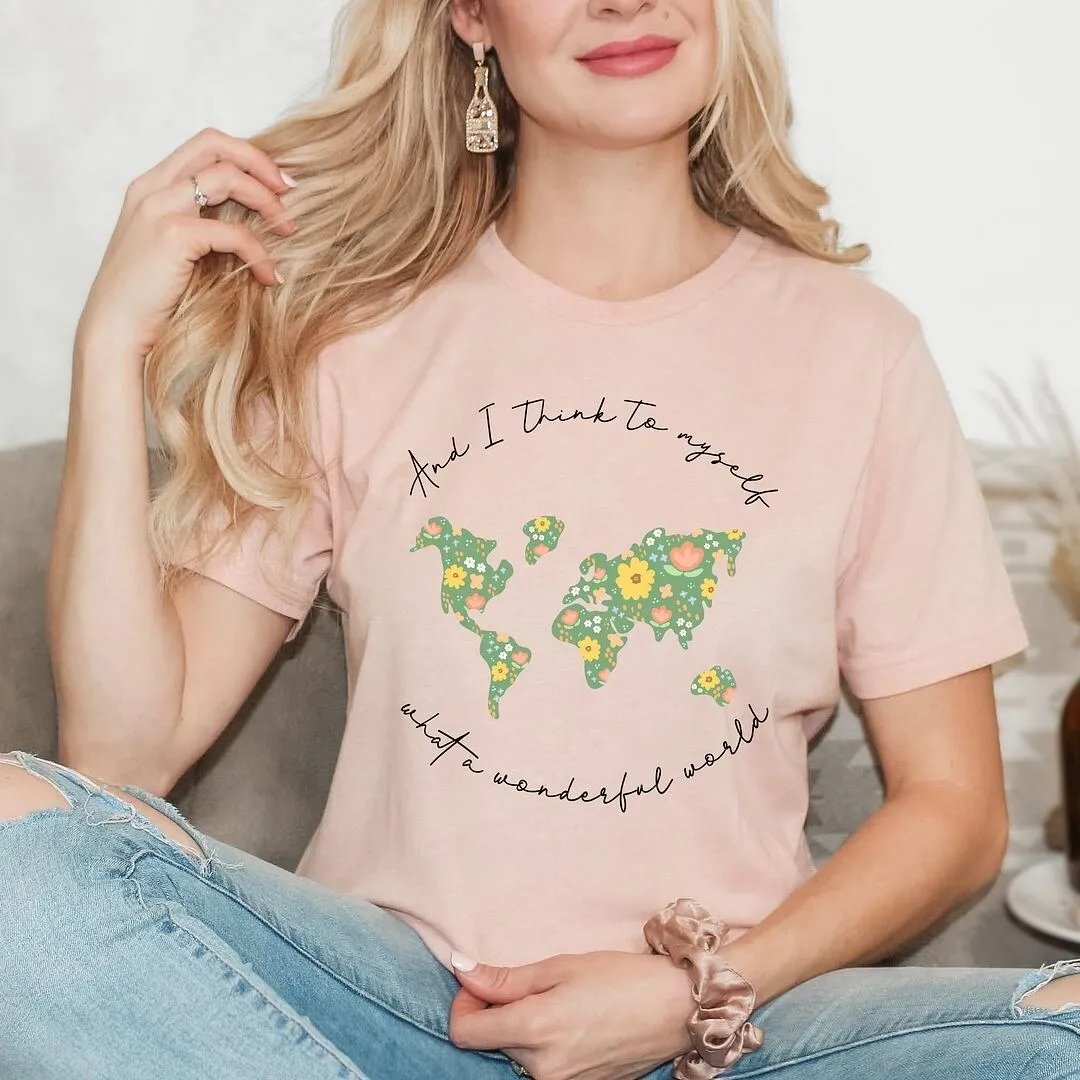 What A Wonderful World Short Sleeve Crewnneck Tee sold by Zulily product image thumbnail 3