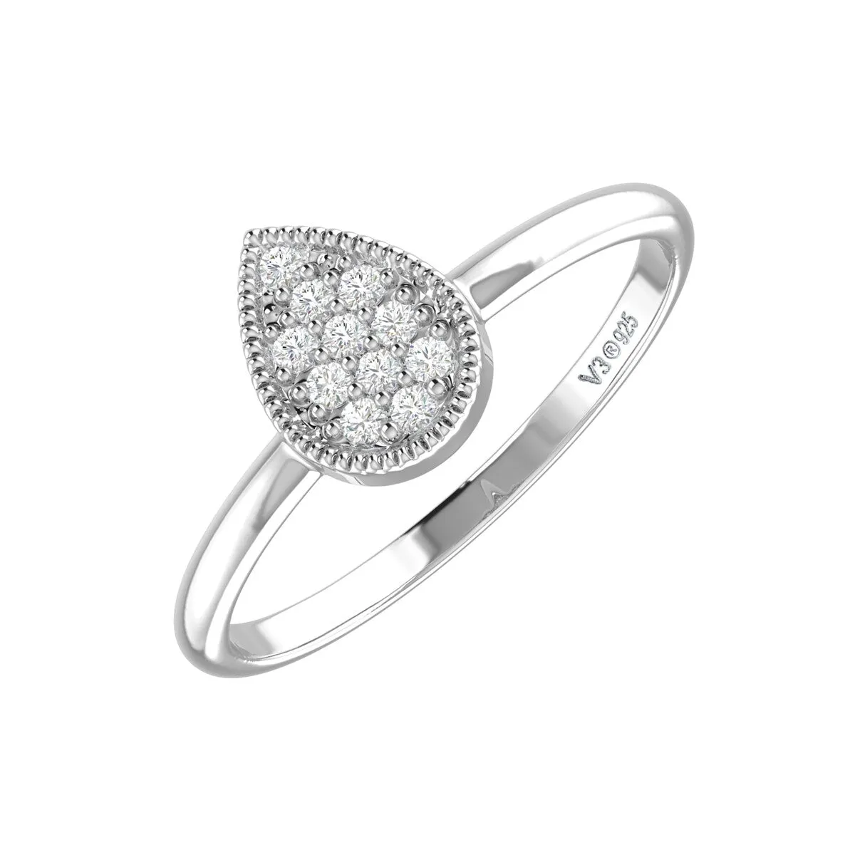 Sterling Silver Natural White Diamond Teardrop Ring sold by Zulily product image thumbnail 2