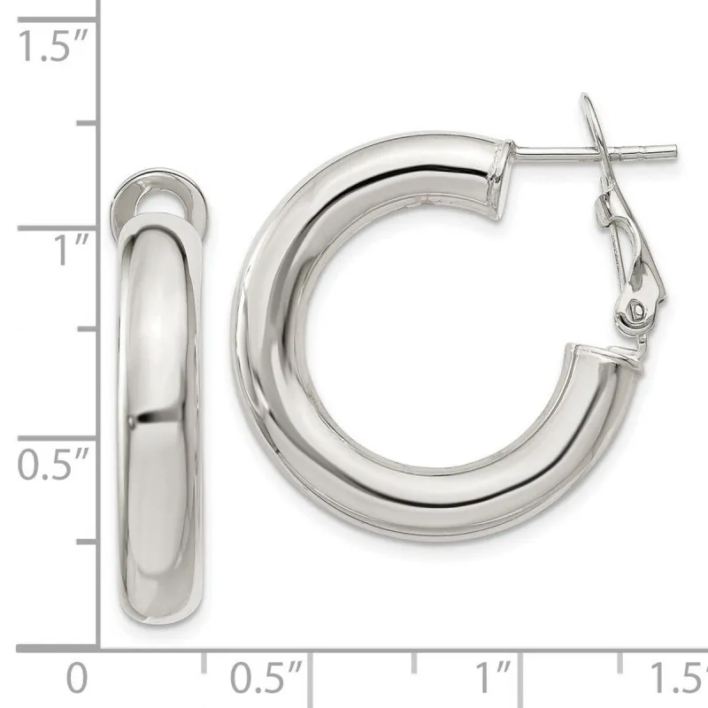 Curata 925 Sterling Silver Hollow Polished 5x15mm Omega Back Hoop Earrings sold by Zulily