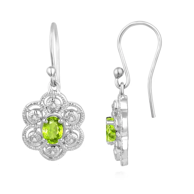 1.60Ct Oval Shape Peridot and White Topaz Dangling Earrings sold by Zulily