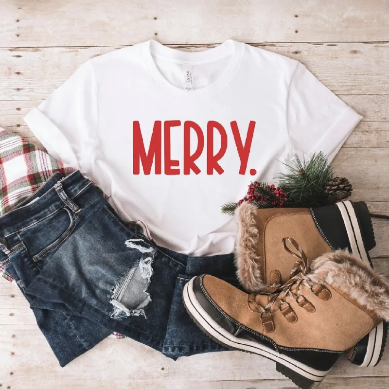 Merry Bold Word Short Sleeve Crewnneck Tee sold by Zulily