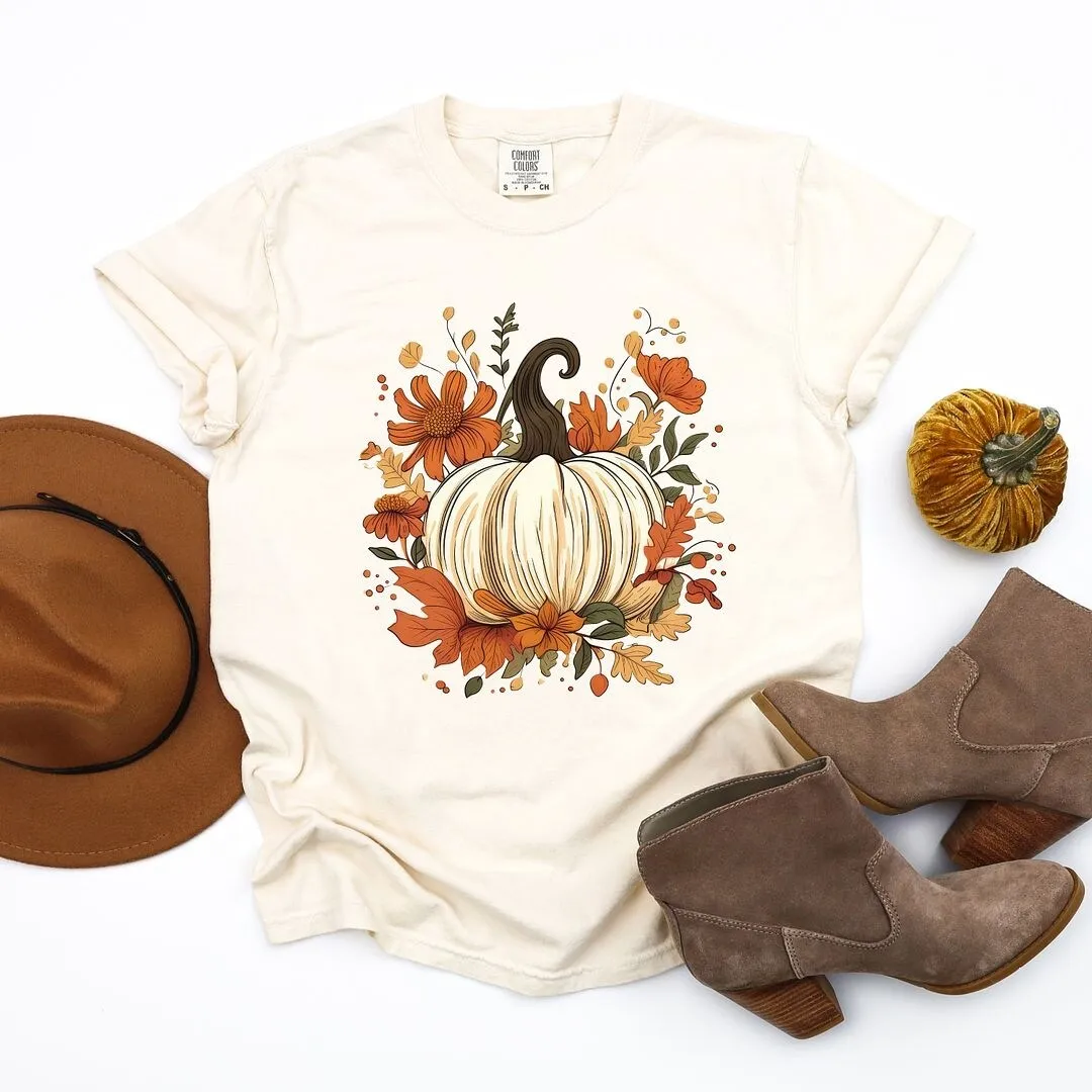 Fall Pumpkin Floral Garment Dyed Tee sold by Zulily