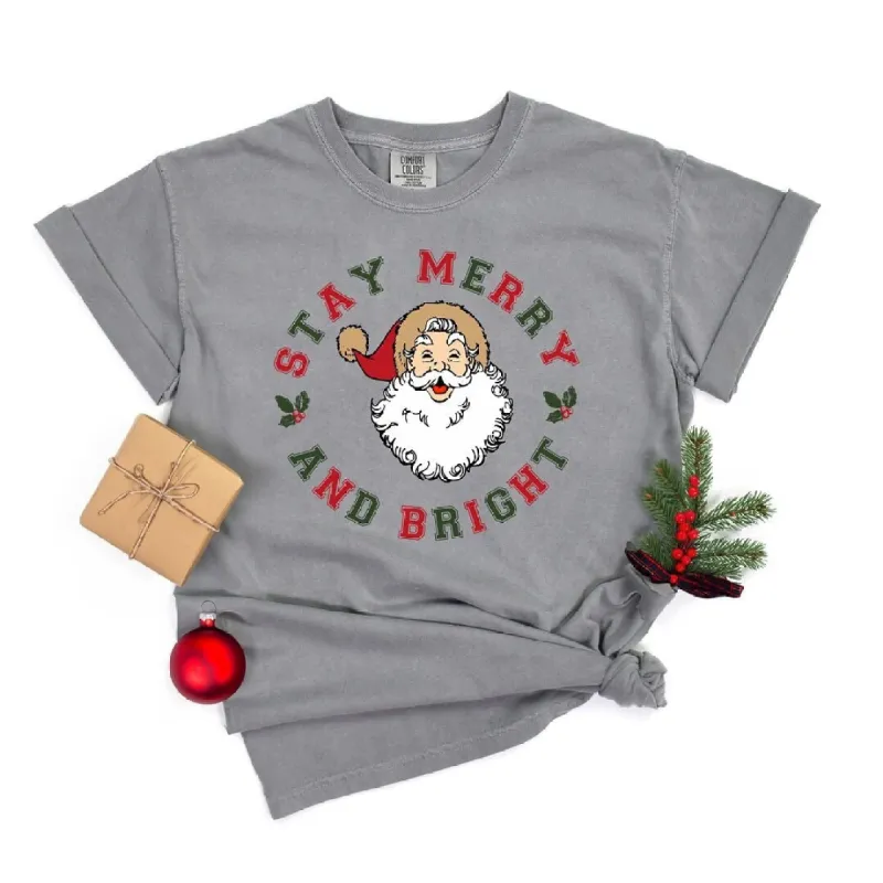 Stay Merry and Bright Circle Garment Dyed Tee sold by Zulily