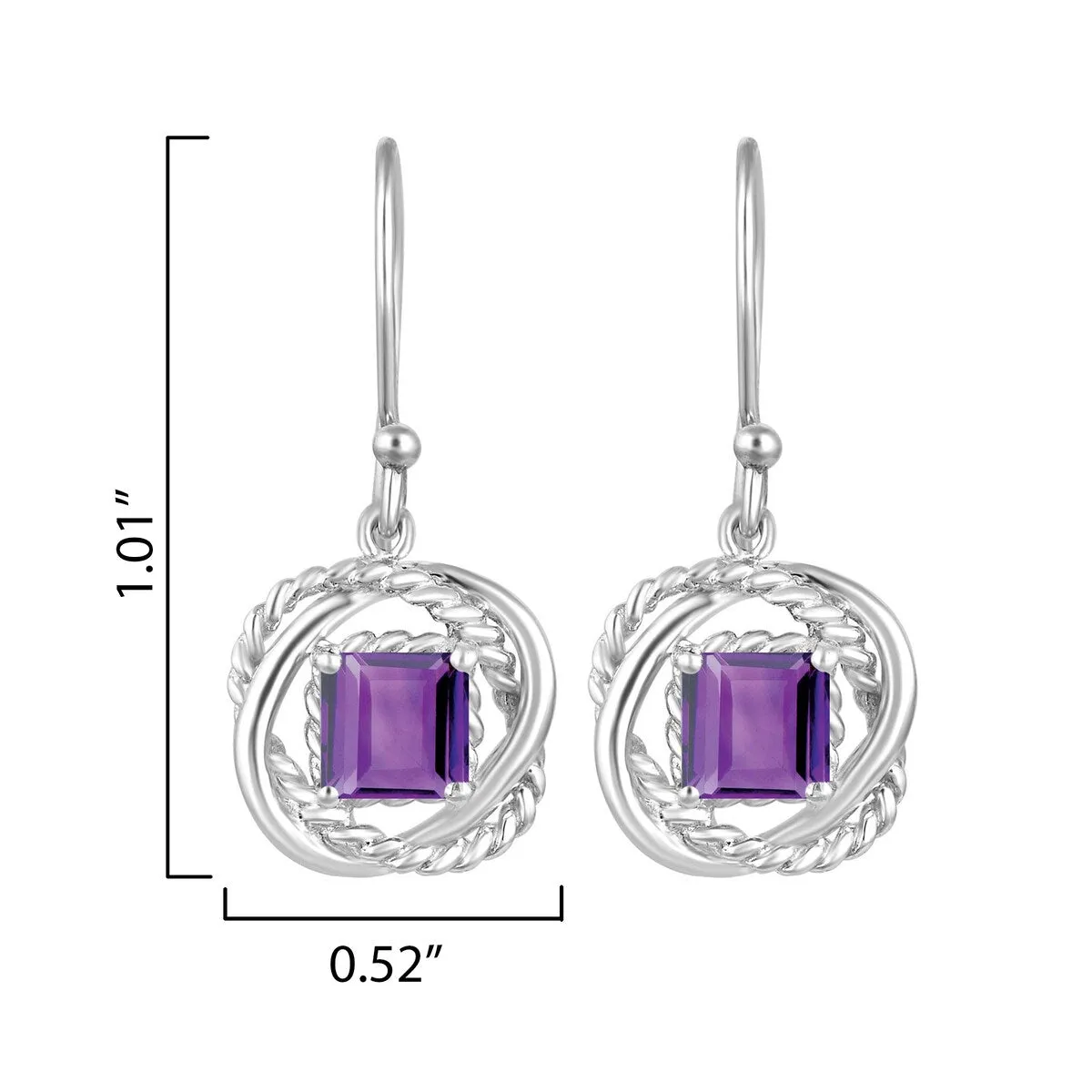 Sterling Silver 1.90Ct Natural Amethyst Twisted Wire Earrings sold by Zulily product image thumbnail 3